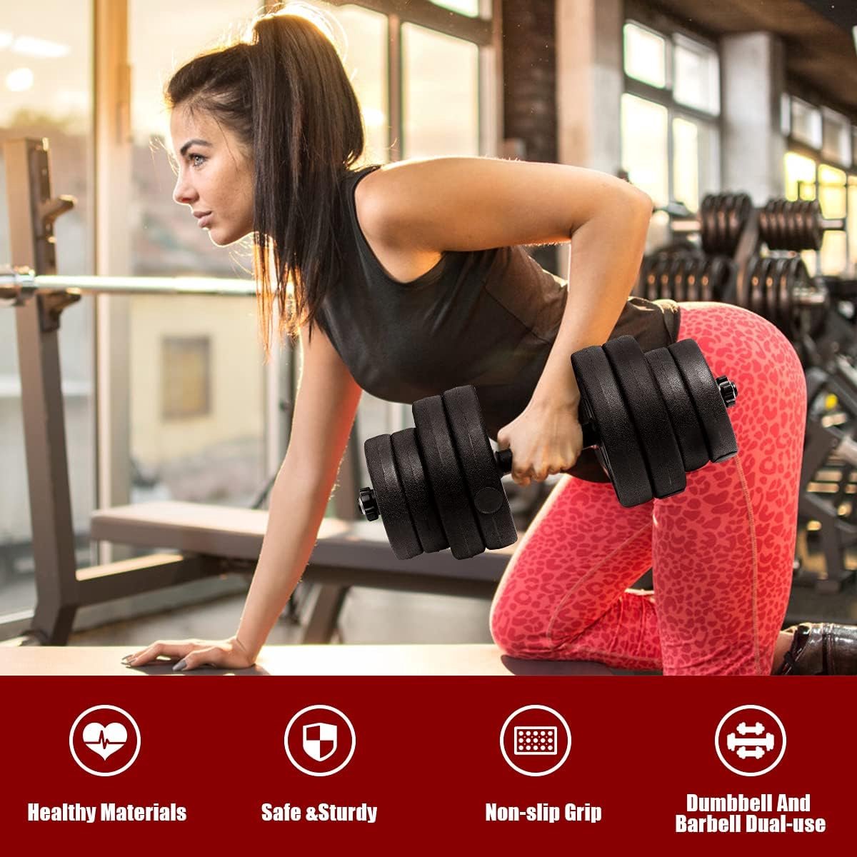 COSTWAY 2 in 1 Verstelbare halterset met anti-slip handvat 30 KG in gewicht verstelbaar, 8 x 2,5kg / 8 x 1,25kg, dumbbell set training apparatuur voor thuis of gymnastiek oefenen, duurzame fitness barbell optillen voor lichaamsbouw – foto 6