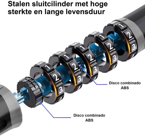 90cm Kettingslot met Cijfercode - Extra Sterk 6mm Staal - Anti-Diefstal Fietsbeugel - Zwart & Weerbestendig van Merkloos — afbeelding 3