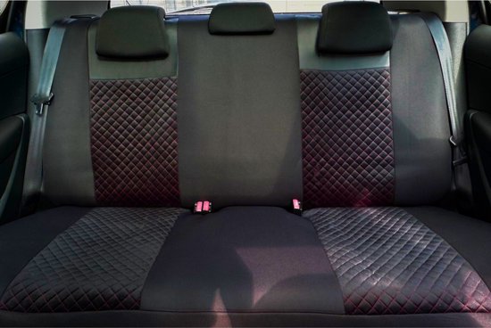 Housses de siège de voiture pour Volkswagen Passat CC 2008-2016 | Sièges avant et arrière | AIS AIF103 | Zwart avec coutures blanches