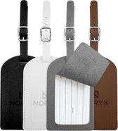 Noryx 4-delige Kofferlabel set - Bagagelabel - Kofferlabels - Koffer Label - Grijs, Wit, Zwart & Bruin