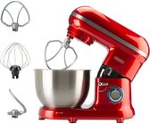 Bol.com Bourgini Classic Kitchen Chef Keukenmachine - 4.5L Mengkom - Keukenmixer - Keukenrobot - 1300W- Rood aanbieding