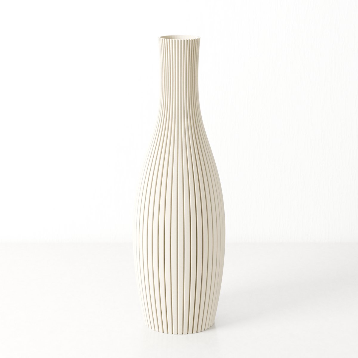 Fleuriek Smalle Hoge Vaas - Beige - H40 cm - Dunne Japandi Vaas - Minimalistische designvaas - Decoratieve vaas vensterbank of tafelvaas Creme