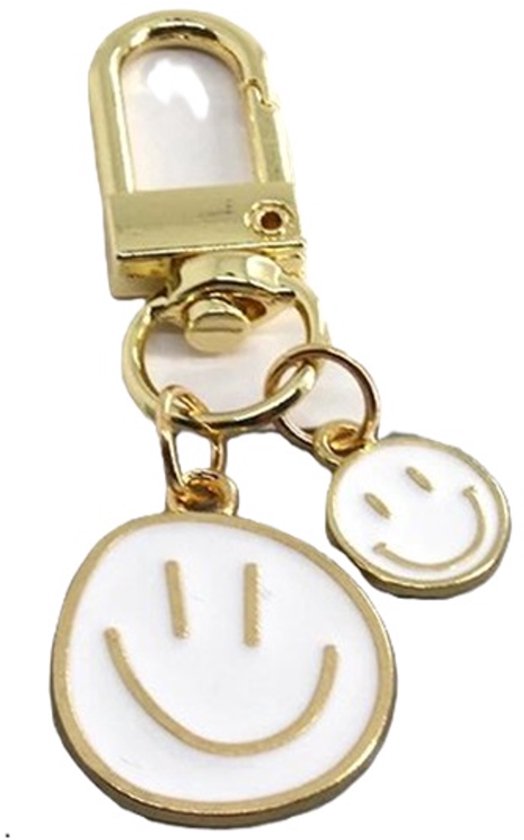 Face -clés Smiley I Porte-clés amusant I Peut être accroché à un porte-clés ou à une fermeture éclair I 2 pièces I Wit