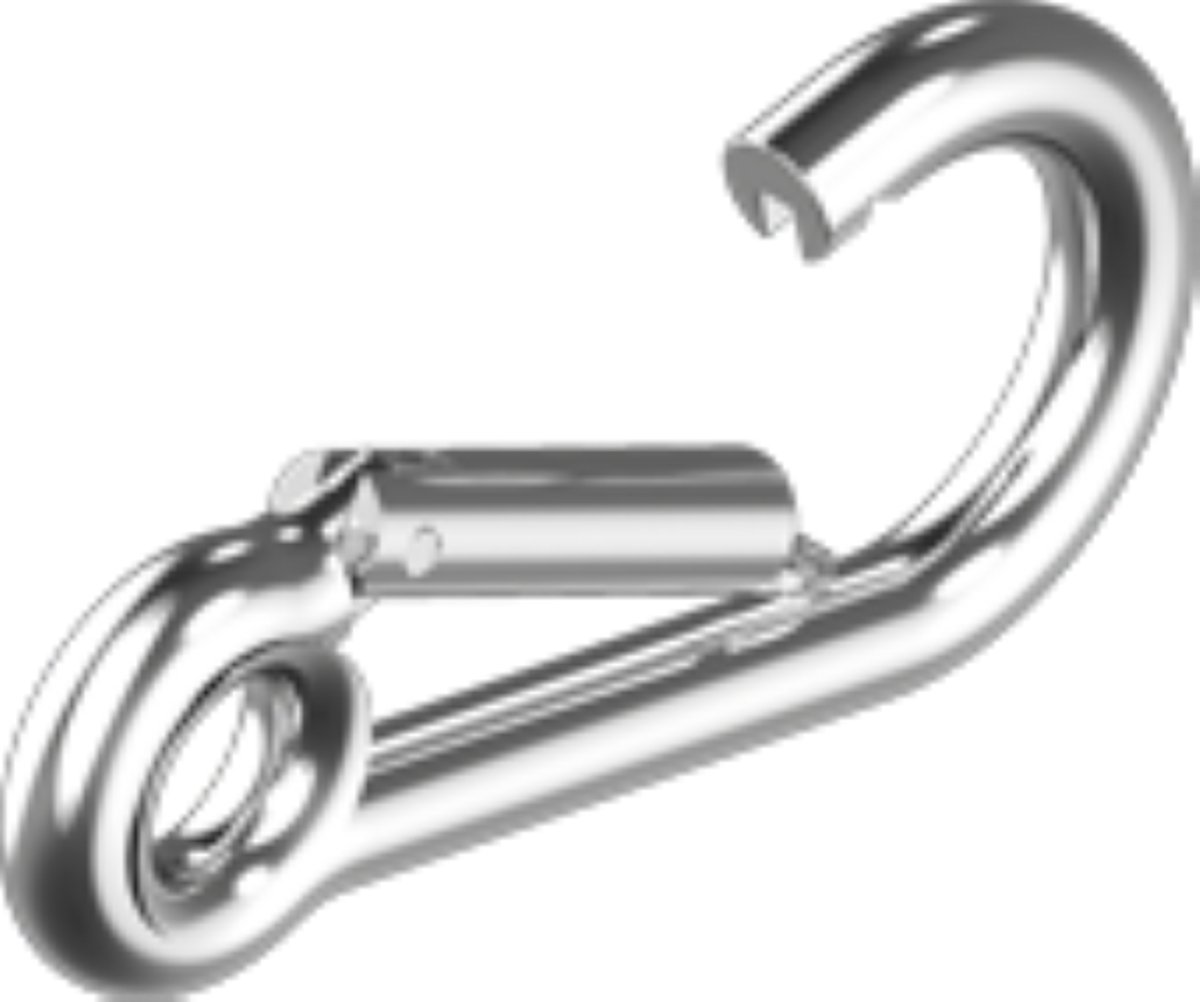 Karabijnhaak met oog - Musketonhaak - 8x80mm - RVS 316 - Zeewaterbestendig