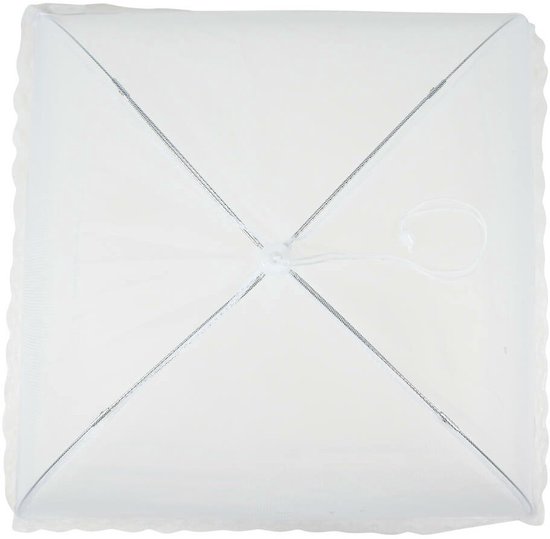 Benson Voedselkap - 2x - 43 x 43 cm - wit - kant - opvouwbare vliegenkap van Benson — afbeelding 4
