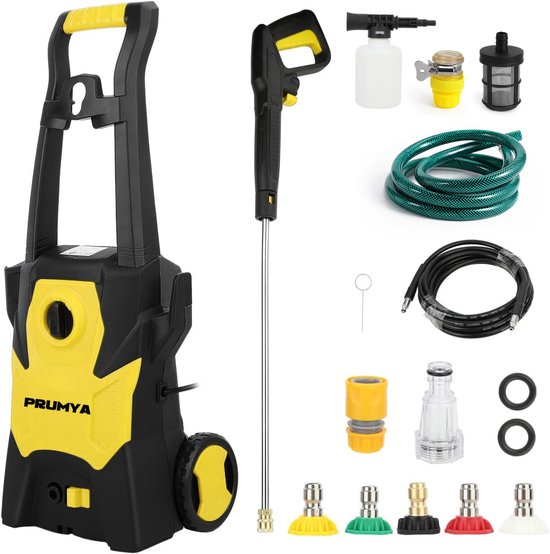 Krachtige 110Bar Hogedrukspuit 1600W – Compacte Elektrische Waterpomp met 6L/min Stroom & LED Display, Geschikt voor Oprit/Balkon/Ontvetten van Motoren