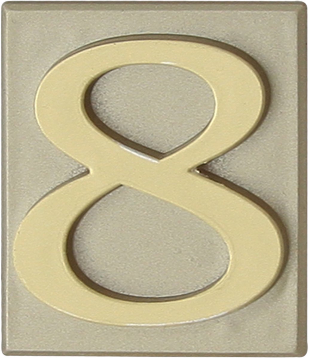 Domino® Deurnummer Zelfklevend INV - "8" - Olijfgroen - Woonhuisnummer Hotelkamernummer 40x47mm - Huisnummer Brievenbus Adresnummer Stickers - Huisnummerplaatje - Deur en Kamernummer - Lockernummer