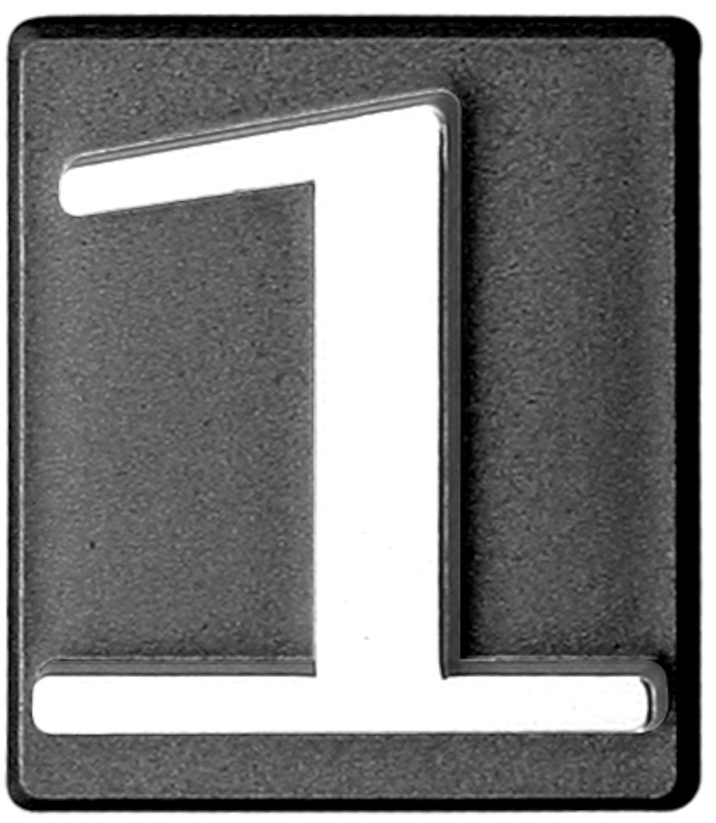 Domino® Deurnummer Zelfklevend INV - "1" - Grafiet - Woonhuisnummer Hotelkamernummer 40x47mm - Huisnummer Brievenbus Adresnummer Stickers - Huisnummerplaatje - Deur en Kamernummer - Lockernummer