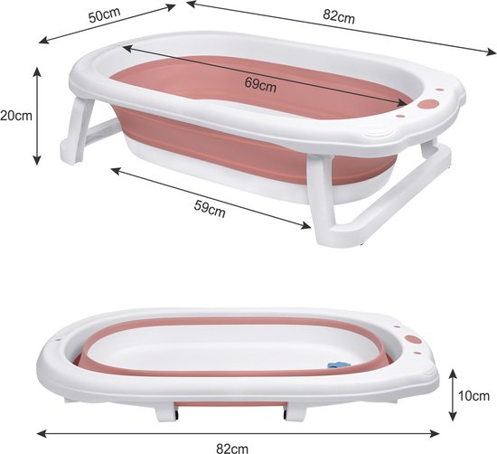 Opvouwbare Baby Badkuip met Kussen - Reisbadkuip, Antislip en Draagbaar - Roze van Sincerity Trading. — afbeelding 4