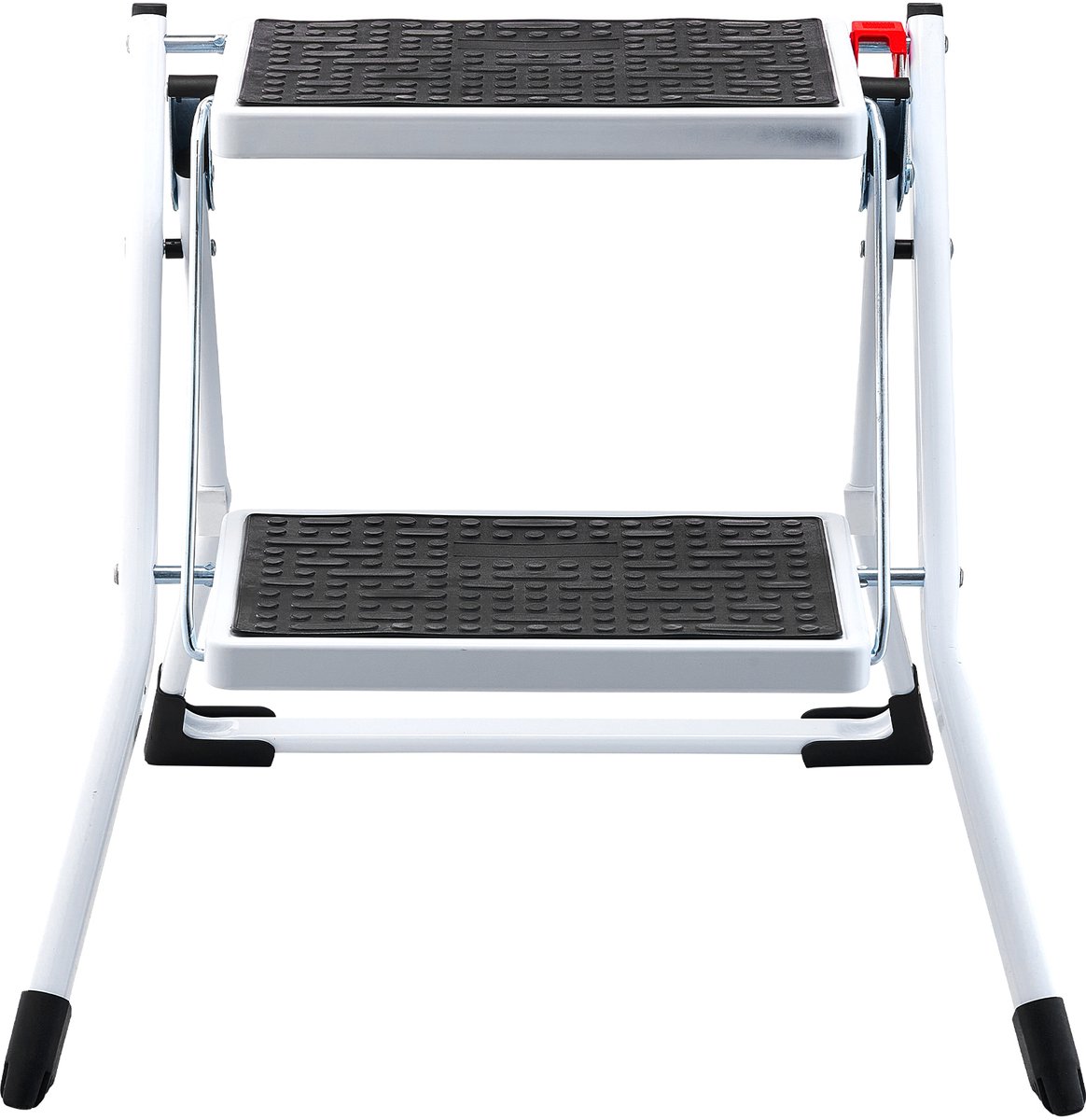 Trapladder met 2 Treden, Draagvermogen 150 Kg, Opvouwbaar, Ergonomische Stalen Kruk met Antislippedaal, Ideaal voor Thuis, Keuken, Kantoor en Stacaravans