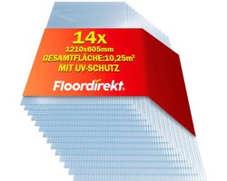 FLOORDIREKT 14x Polycarbonaatplaten - UV-bestendig - 60.5x121cm - 10.25m² - Transparant - Polycarbonaat plaat - DIY - Serreplaat - Sterkte: 4 mm