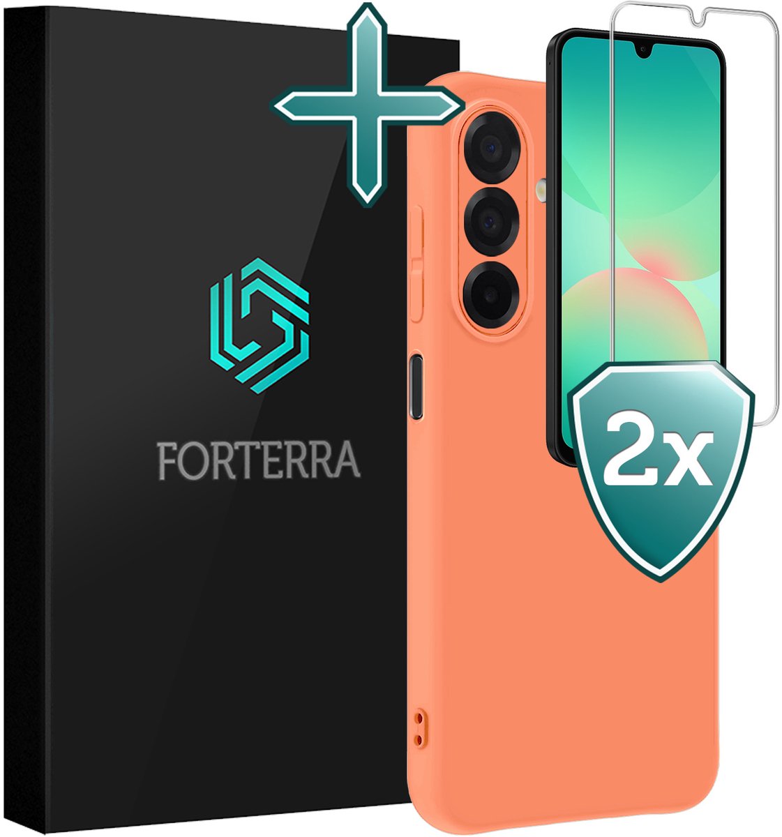 Hoesje Met 2x Screenprotector - Geschikt voor Samsung Galaxy A26 - Sterk & Shockproof - Telefoon Hoes - Back Cover - Siliconen Case - Perzik