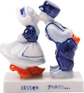 Kussend paar 18 cm | Molen met kussend paar groot | Heinen Delfts Blauw | Souvenir | Kissing Couple |