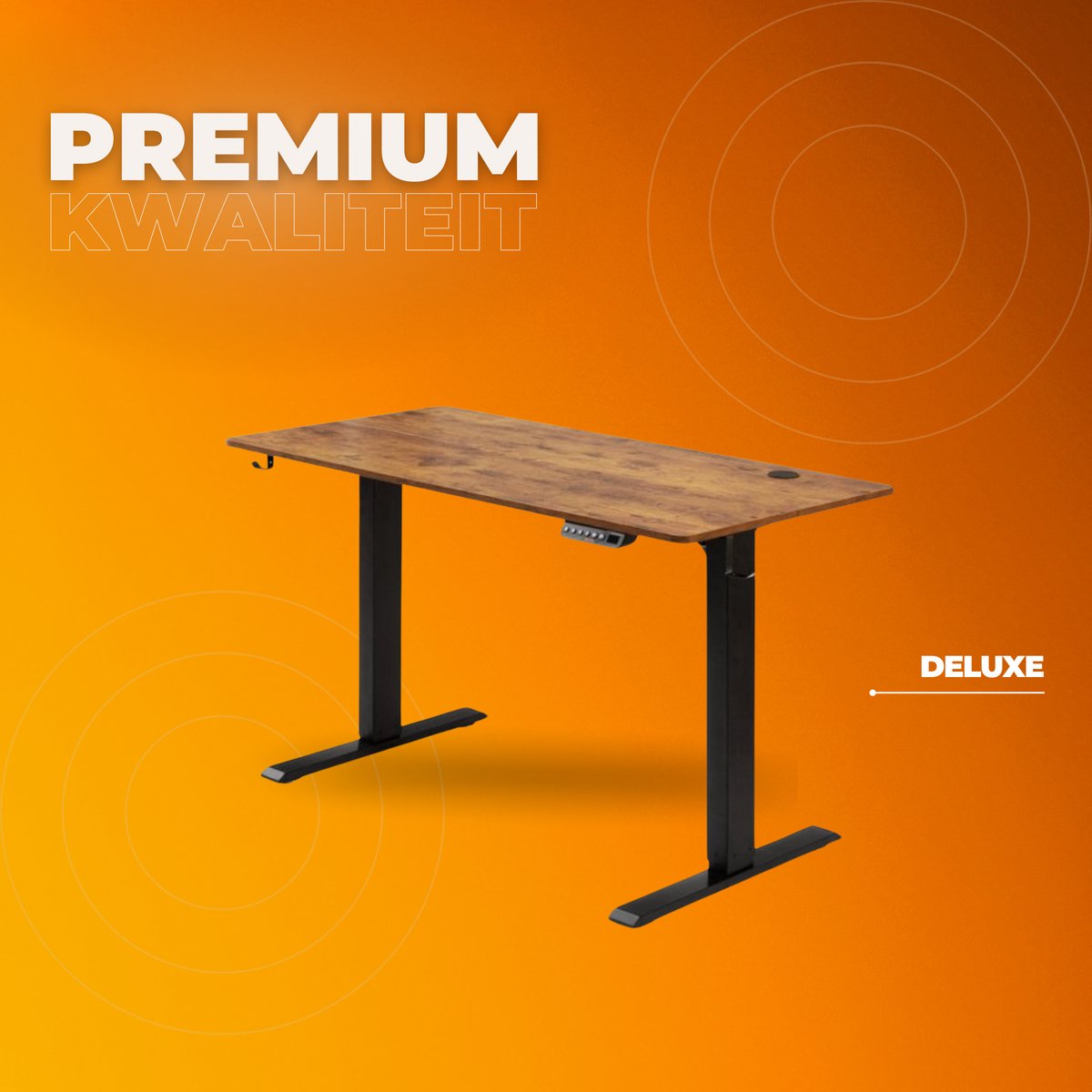 Elektrisch zit sta bureau Deluxe - Verstelbaar - 140x70cm - Voor Thuis en op Kantoor - In Hoogte Verstelbaar - Geheugenbediening thumbnail 3