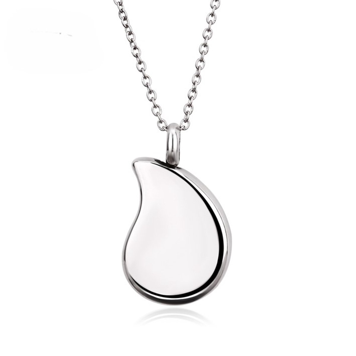 Quiges - RVS Ashanger - Urn - Traanvorm - Met - Verstelbare - Ketting - 46 - 52cm - Asketting - As sieraad - SLSA034
