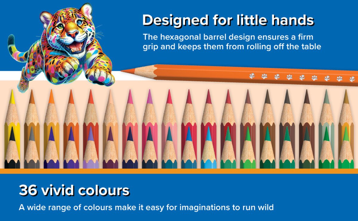 BIC Kids Lot De 36 Crayons De Couleur – Bois 100% Responsable, Couleurs Ultra Vives Et Mines Solides Pour Enfants
