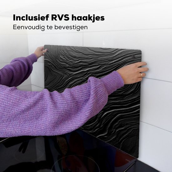 KitchenYeah® Protection plaque induction 71x52 cm - Noir - Abstrait - Bois - Protege plaque de cuisson - Couvre plaque induction - Protecteur d'induction - Cuisine