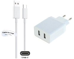 OneOne 2.4A lader met 2 poorten + 1,0m sterke USB C kabel. Oplader adapter past op Samsung Galaxy S8, S9, S10, S10e, S20, S21, S22, S24, S23, S25, Tab A9, Tab S3 / S4 / S5e, Tab S6 / S7 / S8 / S9 / S10 (Edge, FE, Lite, Plus, Ultra), F14, A06