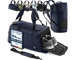 bemaxx Sporttas Gymbag Reistas 40L / 60L | Trainingstas met Rugzak-Functie Schoenencompartiment Vak voor natte Kleding | Sportrugzak Fitness Tas Weekender Zwemtas Duffelbag Sportzak Fitnesszak Sportbag Heren - 40L, Blauw