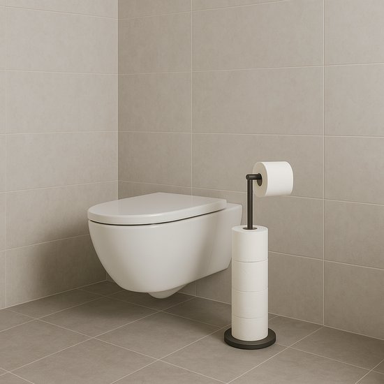 Minismus Staande Toiletrolhouder Zwart - Wc Rolhouder Zwart Voor 5 ...