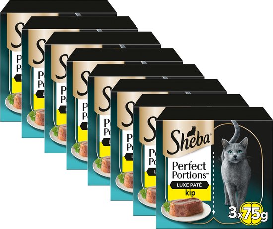 Sheba Kattenvoer - Perfect Portions - Natvoer - Luxe Kip Paté - 24 x 75gr