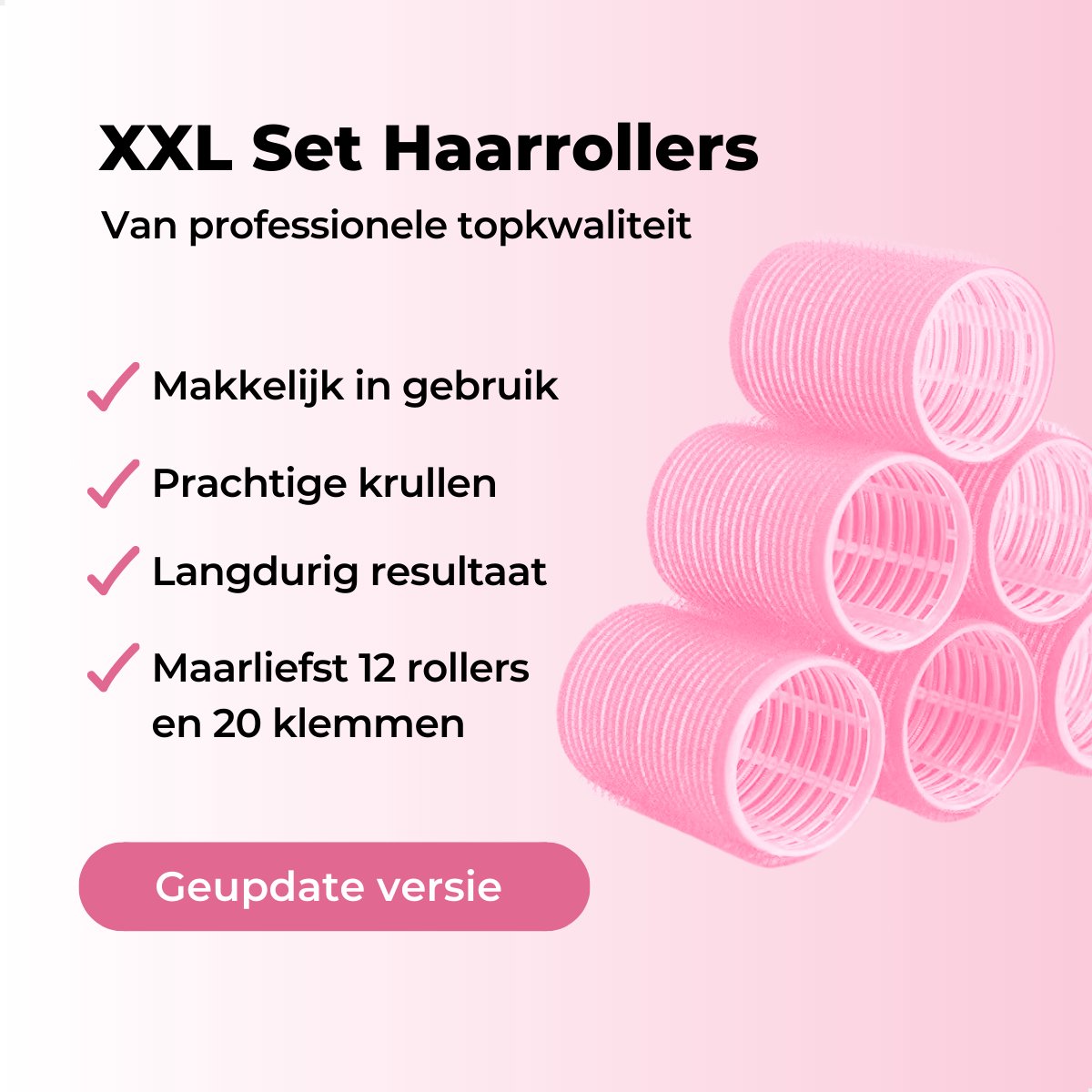 RENALUX - Haarrollers XXL Set - Krulspelden - Heatless Curls - Haar Rollers Zelfklevend - Kleefrollers - Haarrollers Groot voor krullen - Krullen zonder Hitte - Roze - XXL Set — cadeau in Verzorging - foto 2