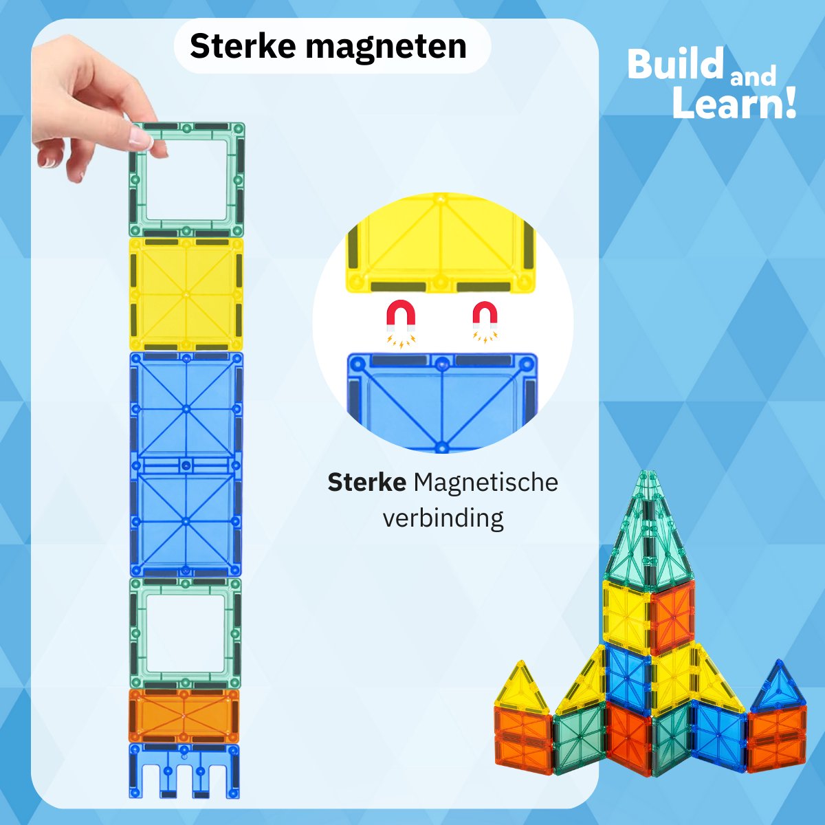 MagniClicks Magnetic Tiles 35 stuks - Magnetisch Speelgoed - Montessori - Magnetische Tegels - Bouwblokken — afbeelding 3