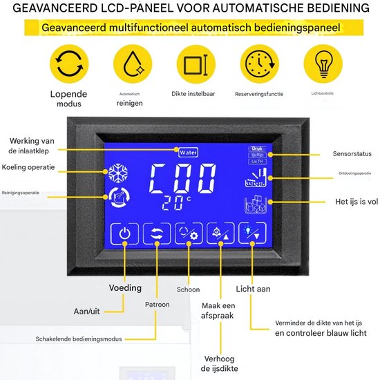 Professionele IJsblokjesmachine - 250W - IJsblokjesmaker met IJsschep - 50KG per 24 uur - Zelfreinigingsfunctie - Draagbaar - Zwart van Merkloos — afbeelding 5