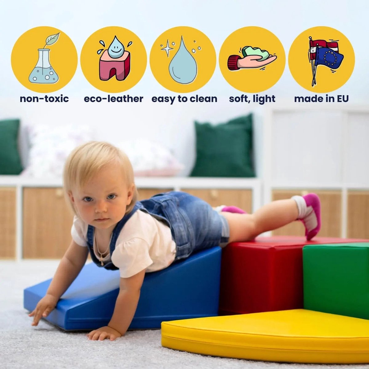 IGLU - Soft Play - Multifunctionele foam speelset - Creativity - pastel kleuren - foam blokken Soft Play met glijbaan — cadeau in Spellen & Speelgoed - foto 6
