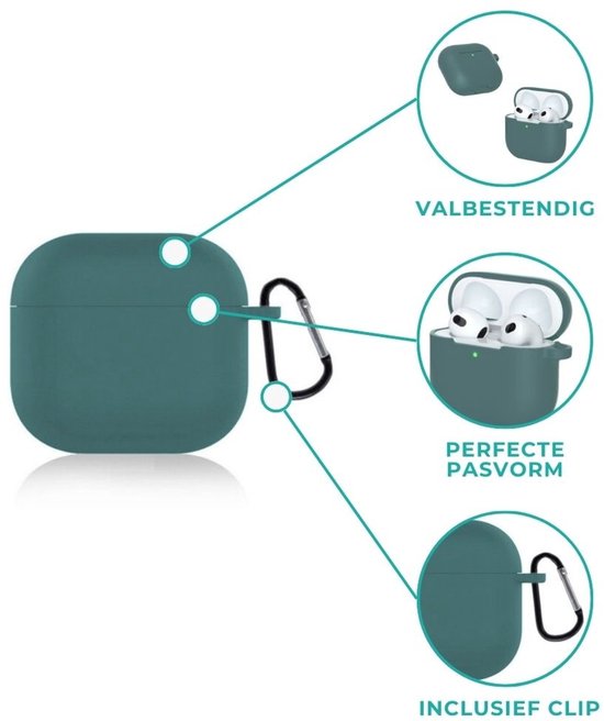 ShieldCase Siliconen Hoesje Geschikt voor Airpods 4 - Siliconen Case voor Apple Airpods 4 Case Hoesje - Donkergroen