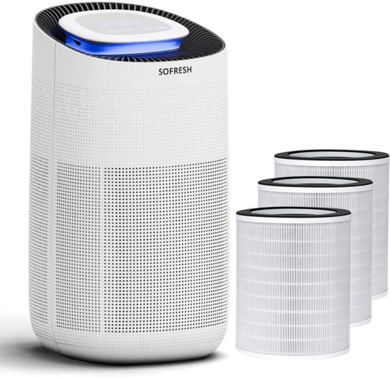 Sofresh luchtreiniger met app - 80 m² - Automatische stand + 6-in-1 filtersysteem - Luchtkwaliteitsindicator - Ionisator - UV - Luchtfilter - Air purifier met 3x HEPA-filter