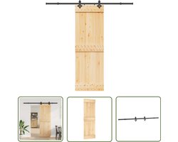 vidaXL Massief Hout - Schuifdeur - Schuifdeur met beslag 70x210 cm massief grenenhout - Grenen - Zwarte Hardware - Sliding Door