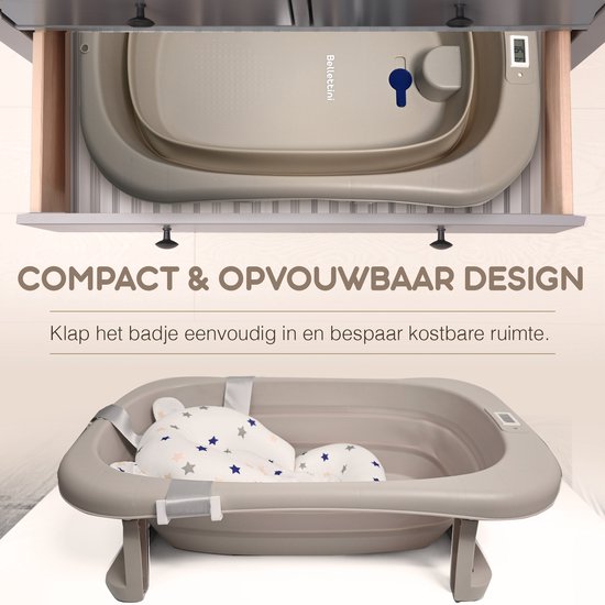 Bellettini® Opvouwbare Baby Bad inclusief kussen - Peuterbad - Beige van Bellettini — afbeelding 2