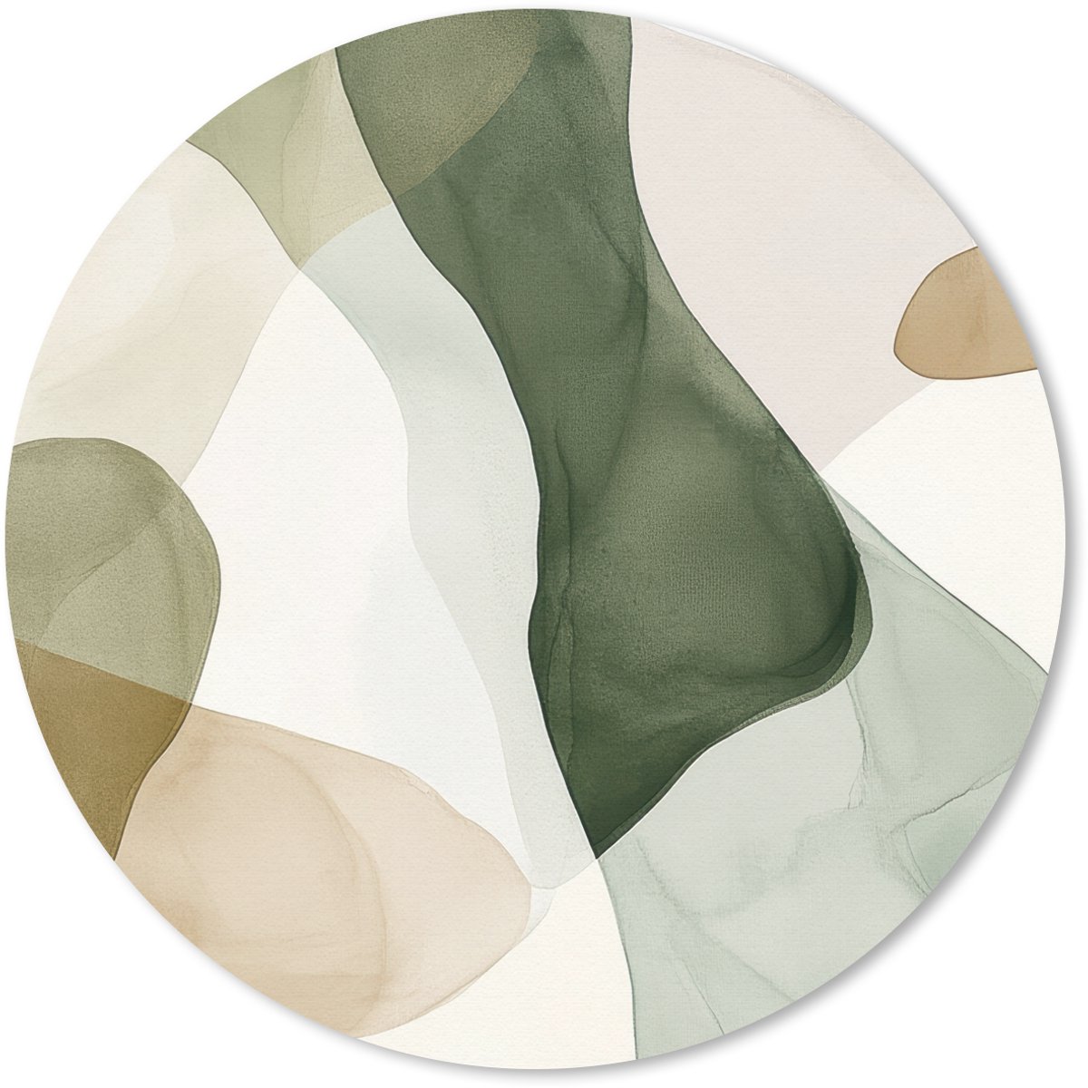 Muismat rond 20x20 cm - Mousepad Japandi - Abstract - Groen - Ronde muismatten