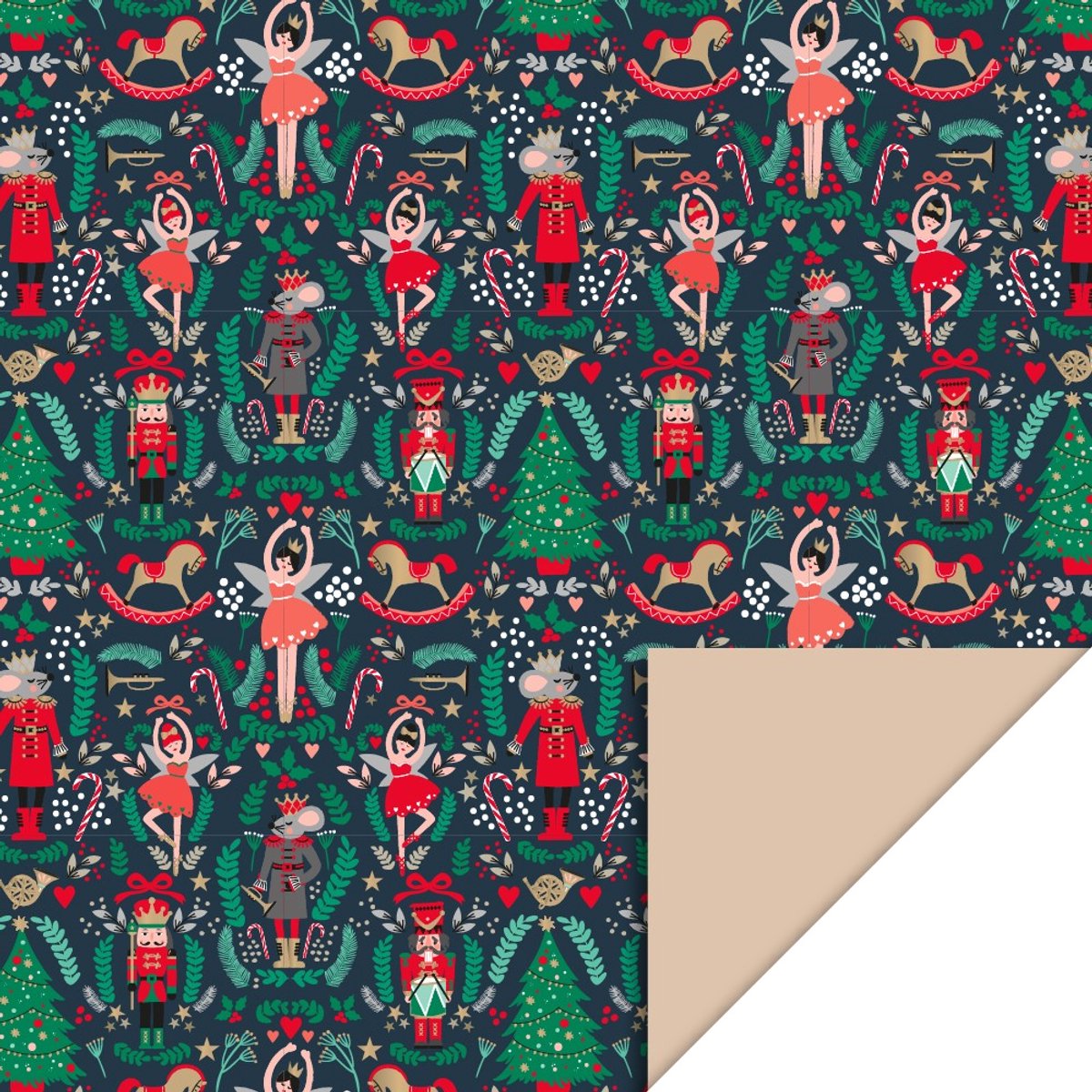 HOP - Cadeaupapier 70 cm - X-mas - Nutcracker - Nude