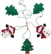 Kerstslinger van Vilt - Sneeuwmannen en Kerstbomen - 130 cm