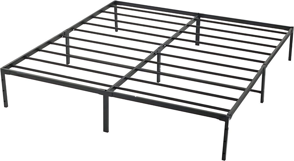 Zwart Stalen Platformbed met Lattenbodem – 680 kg Draagvermogen – Met Opbergruimte Onder Bed