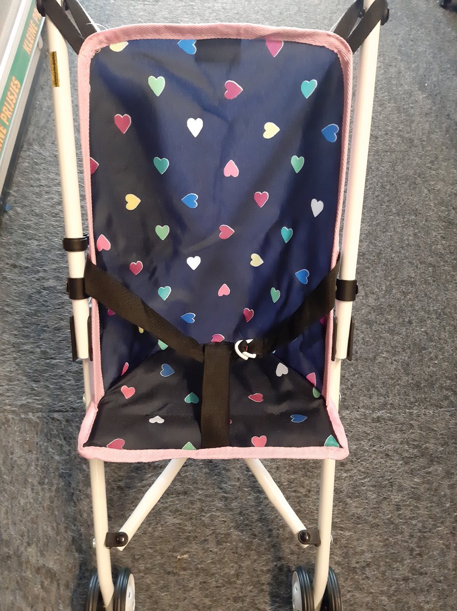 Poppenbuggy blauw/roze met hartjes