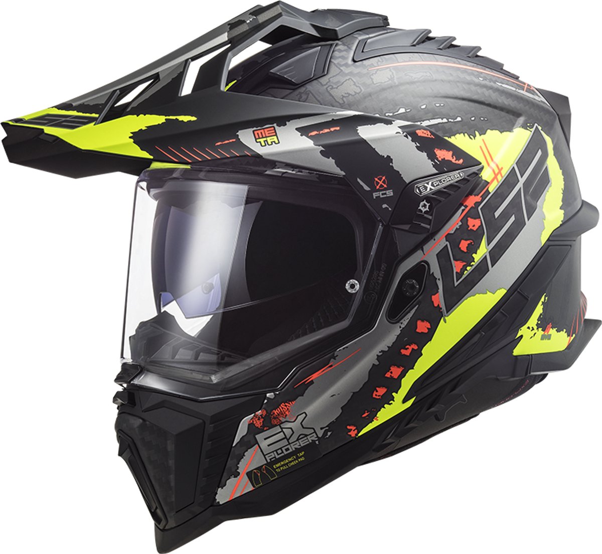 LS2 MX701 C Explorer Extend Mat H-V Geel Adventure Helm - Helm