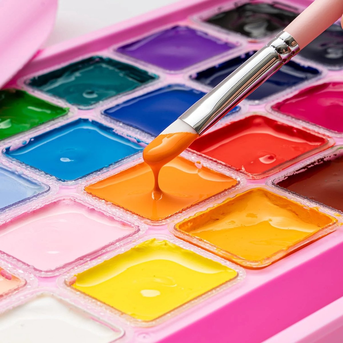 HIMI - Gouache - set van 24 kleuren - 30g - 3 penselen - Roze — afbeelding 4