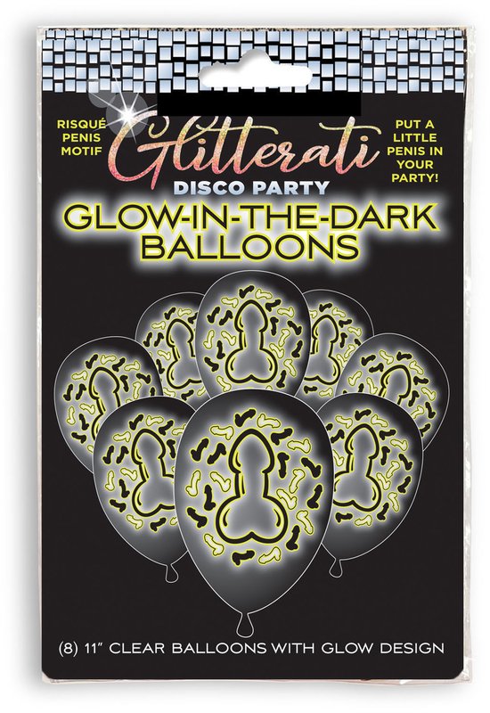 Little Genie - Grappig & Fout - Fop cadeau - Carnaval - Vrijgezellenfeest - Kado artikel - Thema Feest - Glitterati Disco Glow-ballonnen