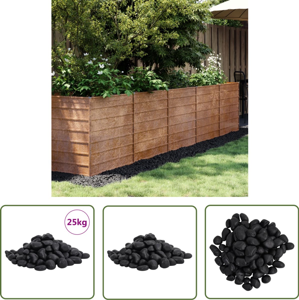 The Living Store Kiezelstenen gepolijst 2-5 cm 25 kg zwart - Kiezelstenen - Tuindecoratie - Siergrind - Aquariumdecoratie - Terrasdecoratie