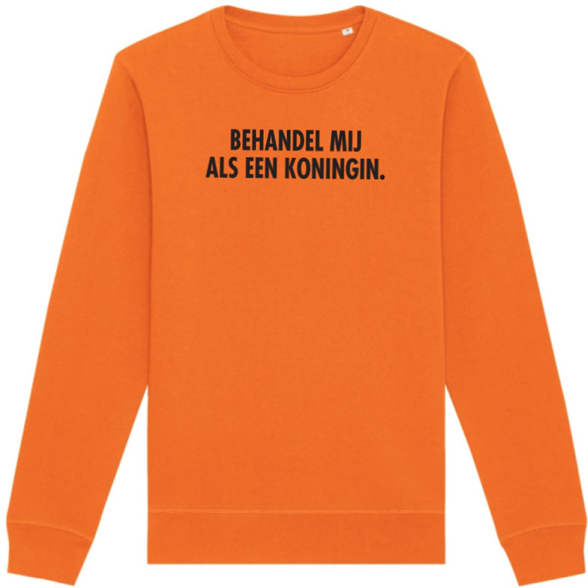 Sweater oranje XL - Behandel mij als een koningin - soBAD. - Koningsdag - Unisex - Oranje - Voetbal - Nederland
