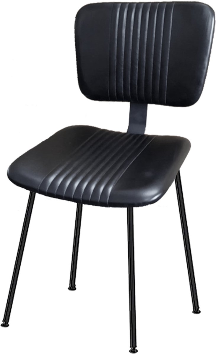 by Mooss - Eetkamerstoel - Meg - Zwart - Leer - Retro - Set van 2