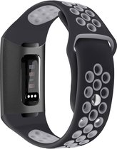 SSmartphoneClip® Spor Bandje Zwart/Grijs - geschikt voor Fitbit Charge 3 / Charge 4