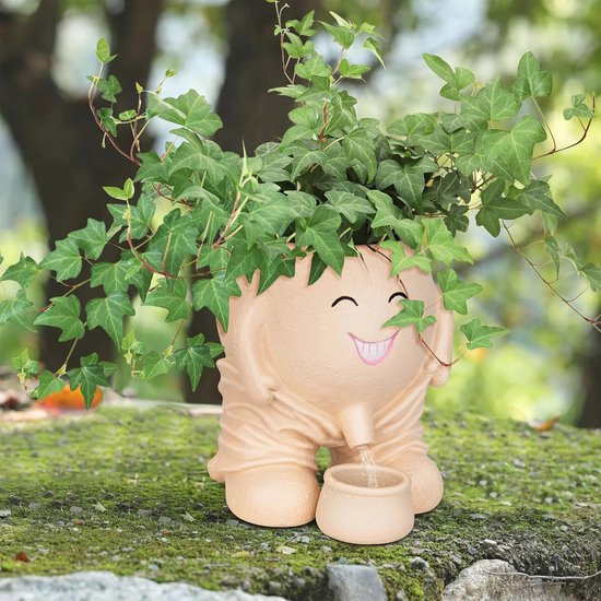 Hoofdplanter Gezicht Bloempot, Dolkgy Vrouw Gezicht Planter Unieke Witte Hoofd Planters voor Binnen Buiten Planten, Nieuwigheid Plant Pot Schattig Dames Hoofd Vaas met Drainage Gat voor Thuis Tuin