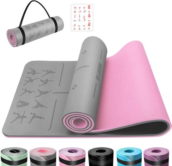 Yogamat voor Pilates en Meditatie - Antislip en Huidvriendelijk - 1 stuk - Grijs - TPE - 183 x 61 cm van Yogamat — afbeelding 2