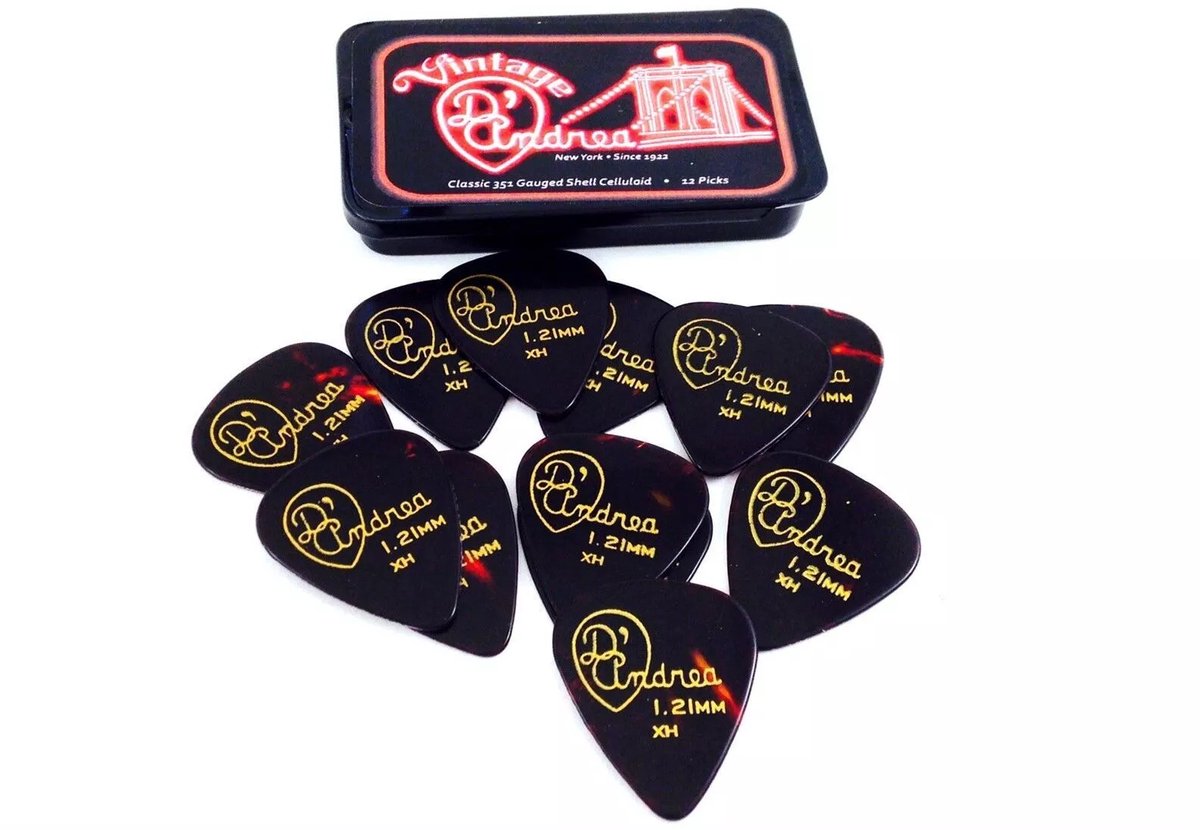 D'Andrea - 351 Vintage Shell Celluloid - Plectrum - Extra Heavy 1.21 mm - Blikje met 12 plectrums