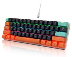 StayPowered Gaming Keyboard - Ultradun 60% Ontwerp voor Prestaties & Comfort - Mechanische Rode Switches - RGB-Verlichting - Ergonomische Keycaps - Anti-Ghosting Toetsen - USB-C Plug-and-Play - Zwart - Levering Sneller dan Aangegeven!