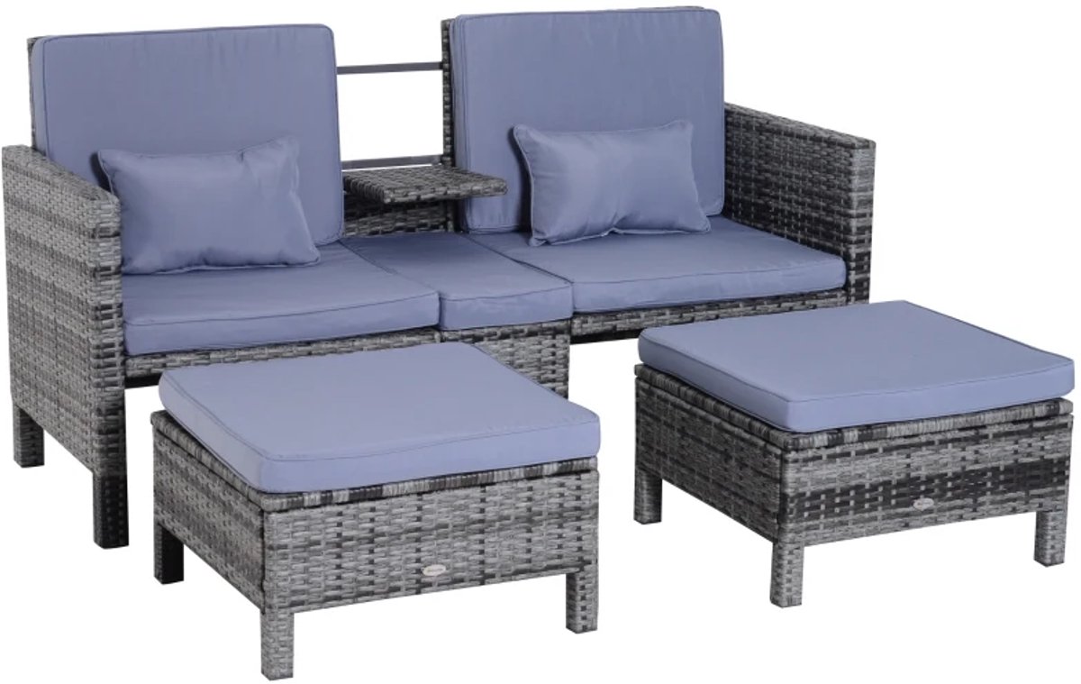 Balkonset 2 personen - Tuinset - Bistroset - Bruin - Weerbestendig - 3 delig - Tuintafel en 2 stoelen - 2 personen - Gecoat staal - Onderhoudsvrij staal